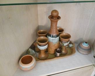 Art pottery decanter set