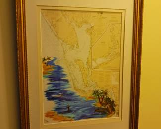 Hand- colored map of Estero Bay
