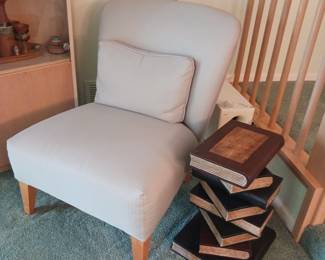 Stacking books and table
