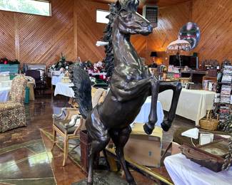 Bronze Ferrari "Cavallino Rampante" 6' Tall Prancing Horse Statue. The signature horse on the Ferrari logo.