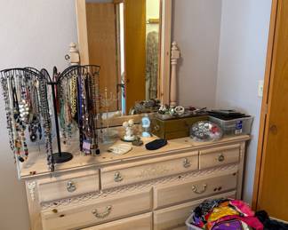 DRESSER, JEWELRY, SCARVES, JEWELRY BOXES AND MORE