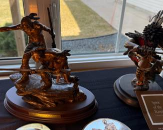 FRANKLIN MINT NATIVE AMERICAN BRONZE SCULPTURE 