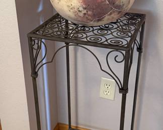 PLANT STAND AND POTTERY
