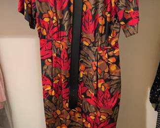 Lot 162 | Sz12 Vintage Silk St Gillian Red & Olive Dress