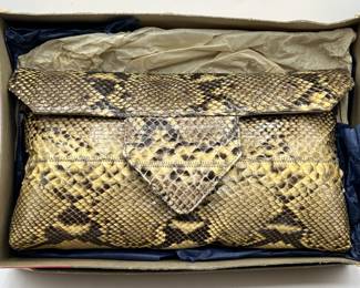 Lot 157 | Ruth Saltz Vintage Snakeskin Clutch Purse Handbag