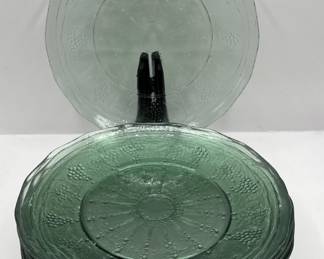 Lot 42 | Vintage Teal Green Glass Salad Plates