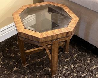 Lot 100 | Glass Top & Wood Side Table