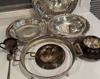 Lot 64 | Silverplate Serving Bowls Platters Plates