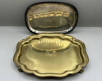 Lot 25 | Brass Footed Tray & Silverplate Valet Tray