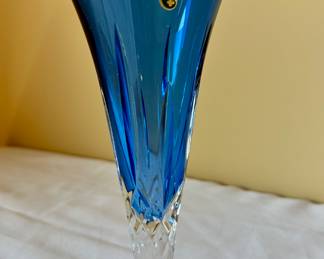 Waterford Crystal Lismore sapphire blue vase.