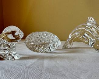 Waterford Crystal various figurines or paperweights.