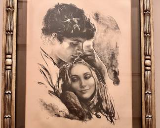 A Sandu Liberman lithograph, "Lovers Asleep", ca 1970, signed.