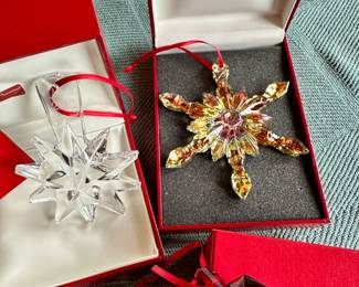 Various Baccarat ornaments in original boxes.