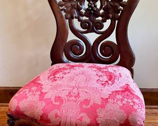 Victorian rosewood slipper chair.