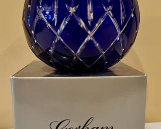 Gorham sapphire blue Lady Anne rose bowl with box.