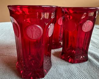 Ruby Fostoria coin glass.