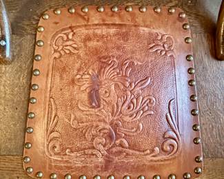 Dining chair leather seat detail.