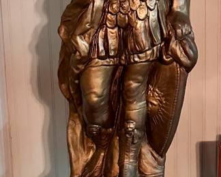 Gold tone bronze roman soldier with pedestal. Picture added 23-May-2025.