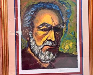 Large lithograph titled "Zorba. A Self Portrait" by Anthony Quinn, a Mexico born artist and Oscar winning Hollywood actor.