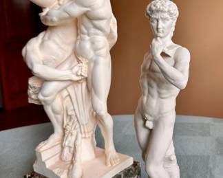 Resin Hercules & Diomedes statue with resin David statue.