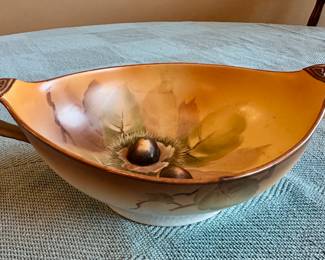 Antique 3-D hand painted acorn bowl from Noritake.