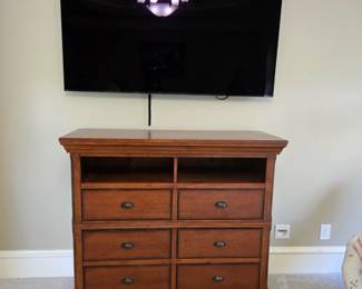 Chest with two open top shelves & 6 drawers, (45”hx51.5”h). One of several televisions available.