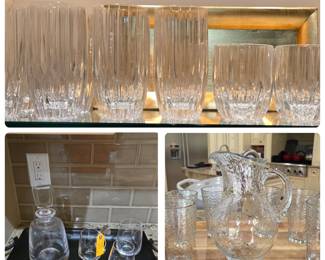 Top: Nachtman Glasses, Beverage Set for 2, Black tray with snake handles, Pitcher and 6 glasses Set