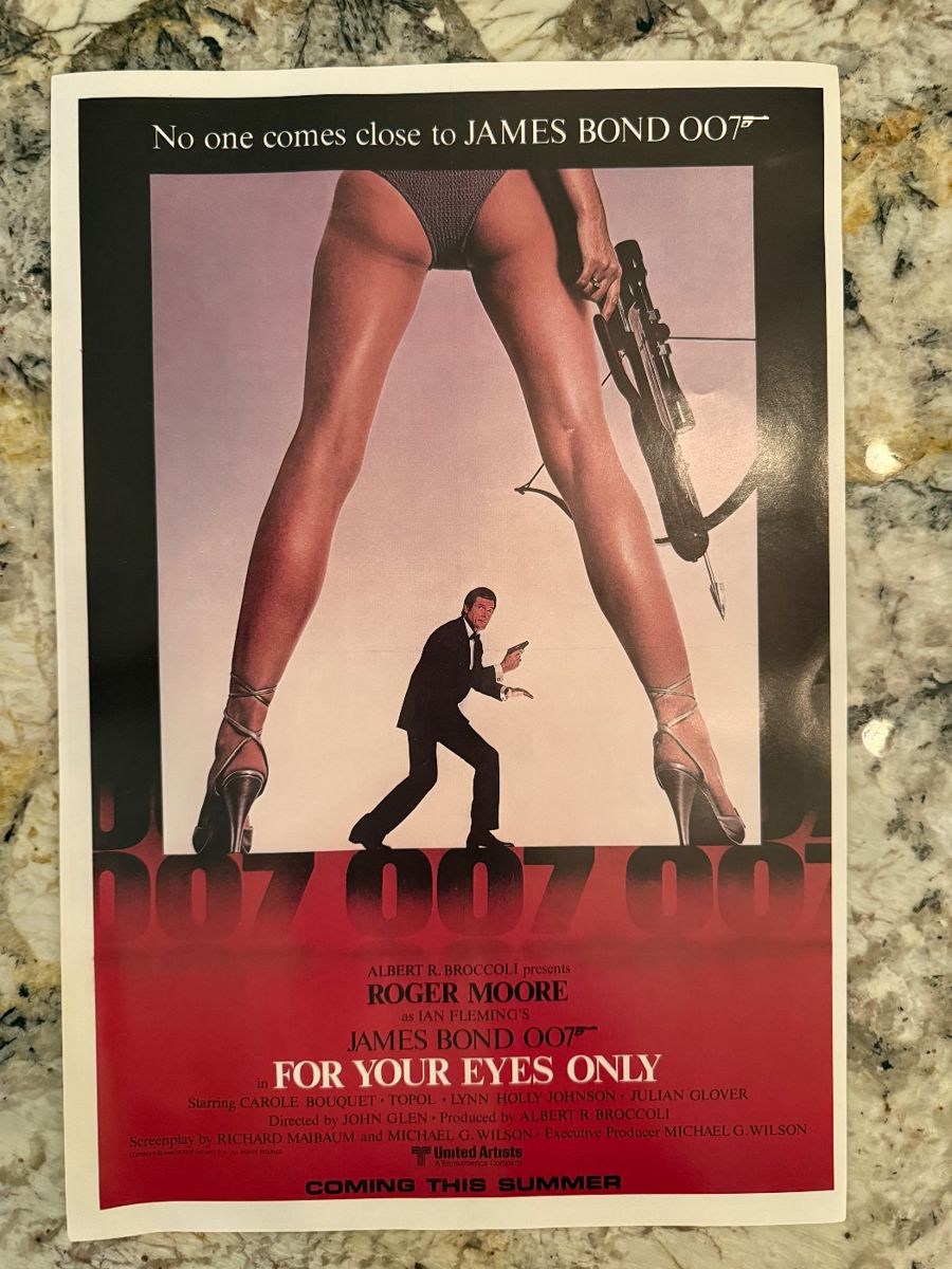 James Bond Poster in Mint Condition from the 1970s. Rare size: 15 1/2" by 10 1/4"