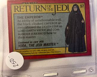 1983 Card #57 from Return of the Jedi Series Collection of Star Wars Trading Cards - Over 25 cards from this series in addition to other Star Wars memorabilia.