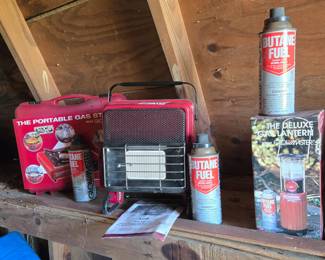 Never used Glowmaster stove, heater & lantern w/ can of fuel for each