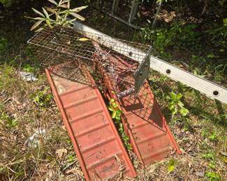 Vintage car truck ramps, live animal trap