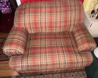 Beautiful oversized over stuffed plaid chair has matching sofa