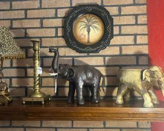 Elephant tropical decor brass candlesticks