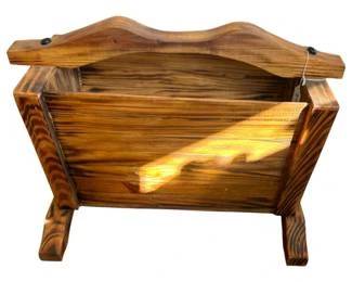 Very heavy handmade solid Cedar magazine holder