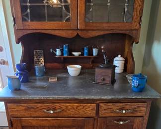 Beautiful Antique Pie Safe with Marble Top