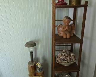 Antique Narrow Display Shelf - Beach Decor - Oil Lamp