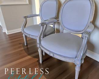 Pair Designer Inspired late 18th Century Parisian Fauteuil Chairs bid #73