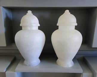 Pair Alabaster Lidded Jars $180 or bid #179