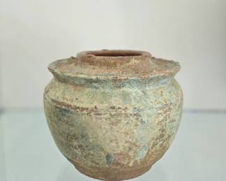 Han Dynasty (206BC) Terracotta 6" Burial Jar with base (not shown) $750 or bid #87