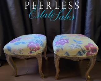 Pair of Custom Upholstered French Footrests bid #126