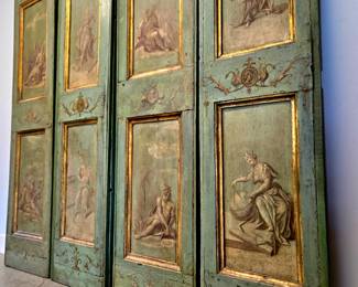 Set of 4 Antique French Hand-Painted NeoClassical Wall Panels, cleat-mount ready bid #76