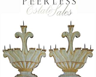 Pair Hand-Carved Antique French Candelabra $475 or bid #148