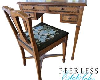 Antique Marquetry Writing Desk and Chair $450 or bid #69
