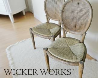Pair of faux bois Wicker Works Side Chairs from the Rama Collection bid #62