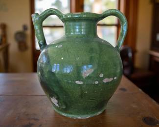 Antique green glazed 12" French Confit Pot $449 or bid #114