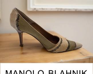 Hair-on-Hide High Fashion Shoes by Manolo Blahnik, Size 11