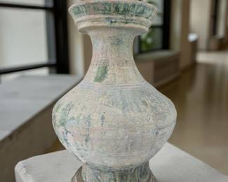 Han Dynasty Green Glazed 15" Vase on modern custom base $1,795 or bid #85