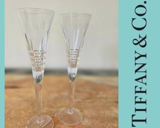 Pair Tiffany & Co. Trumpet Champagne Flutes bid #154