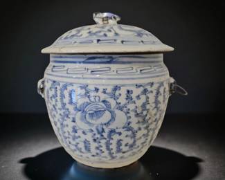 Chinese Handled Covered Congee Pot $285 or bid #173