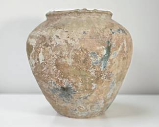 Han Dynasty Terracotta Jar on custom base $1,095 or bid #95